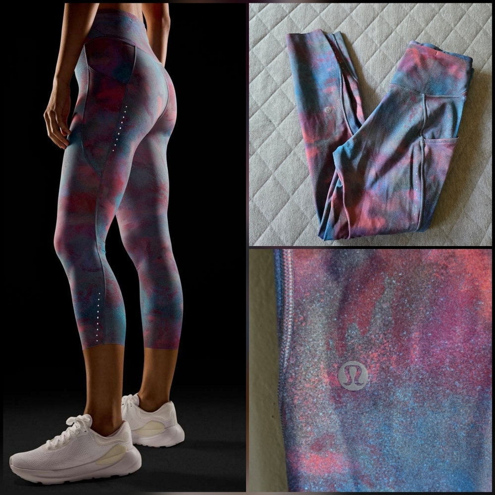 Lululemon Fast and Free High Rise Crop Leggings Size 4 23" Hazy Afterglow Multi
